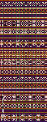 Geometric color repeating pattern for use in knitting and embroidery.Pixel art