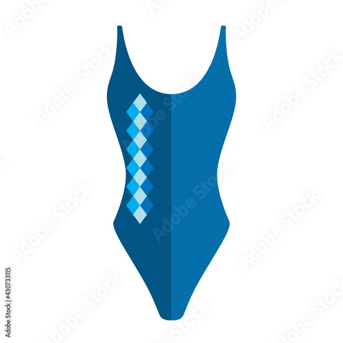 One piece blue swimsuit for women with square print design