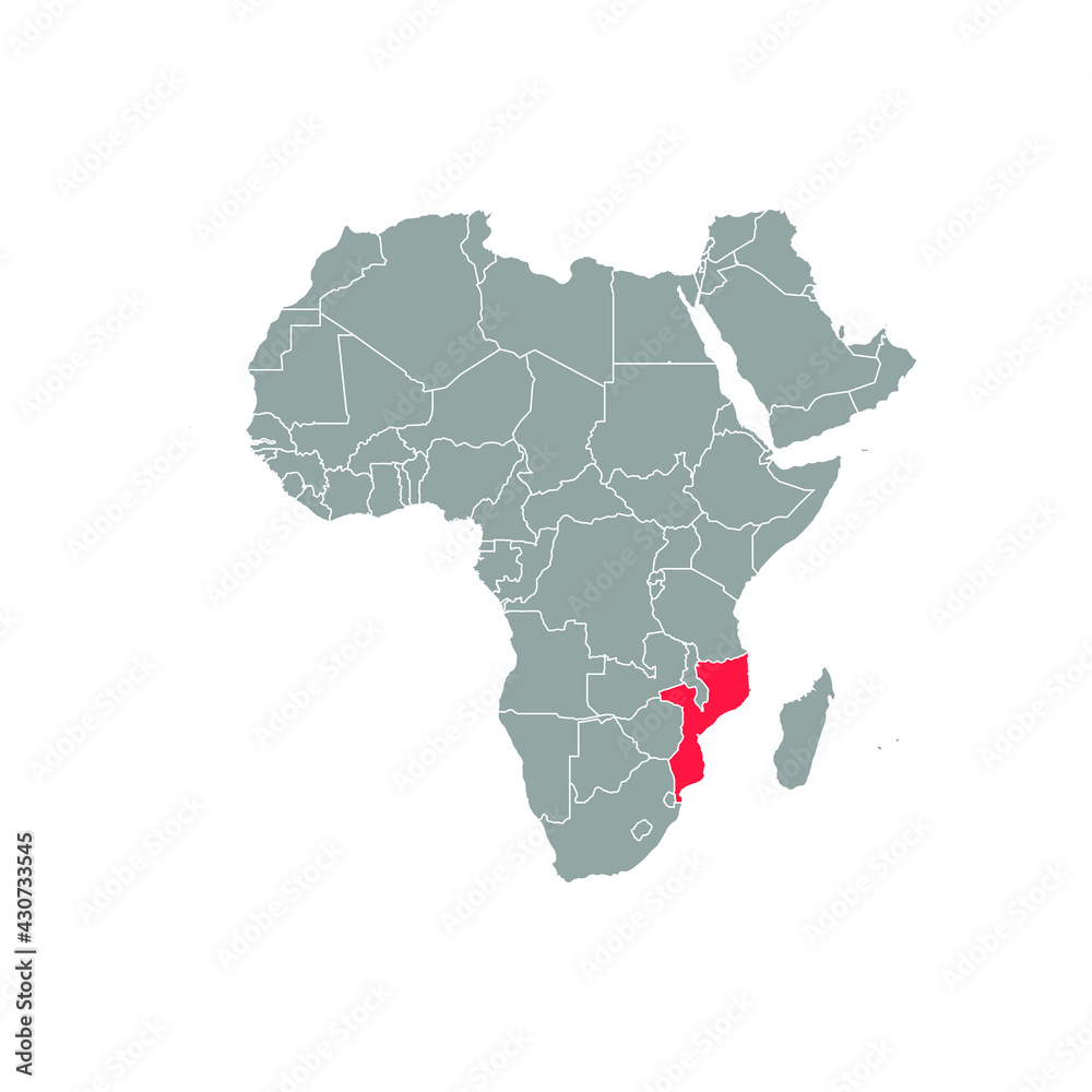 Fototapeta premium mozambique Highlighted on africa Map Eps 10