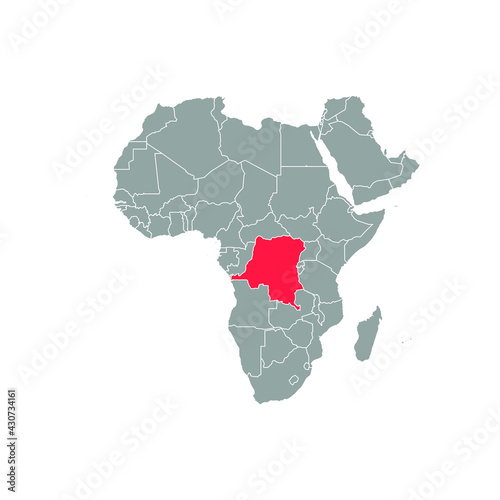 democratic republic of congo Highlighted on africa Map Eps 10