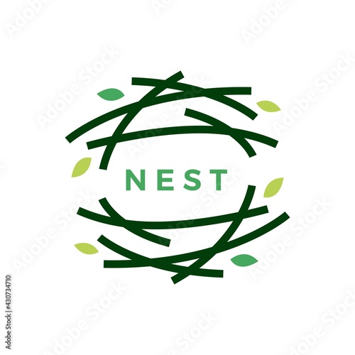 Fototapeta Naklejka Na Ścianę i Meble -  bird nest emblem logo vector icon illustration