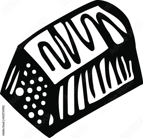 A piece of marmalade. Black and white hand-drawn illustration.