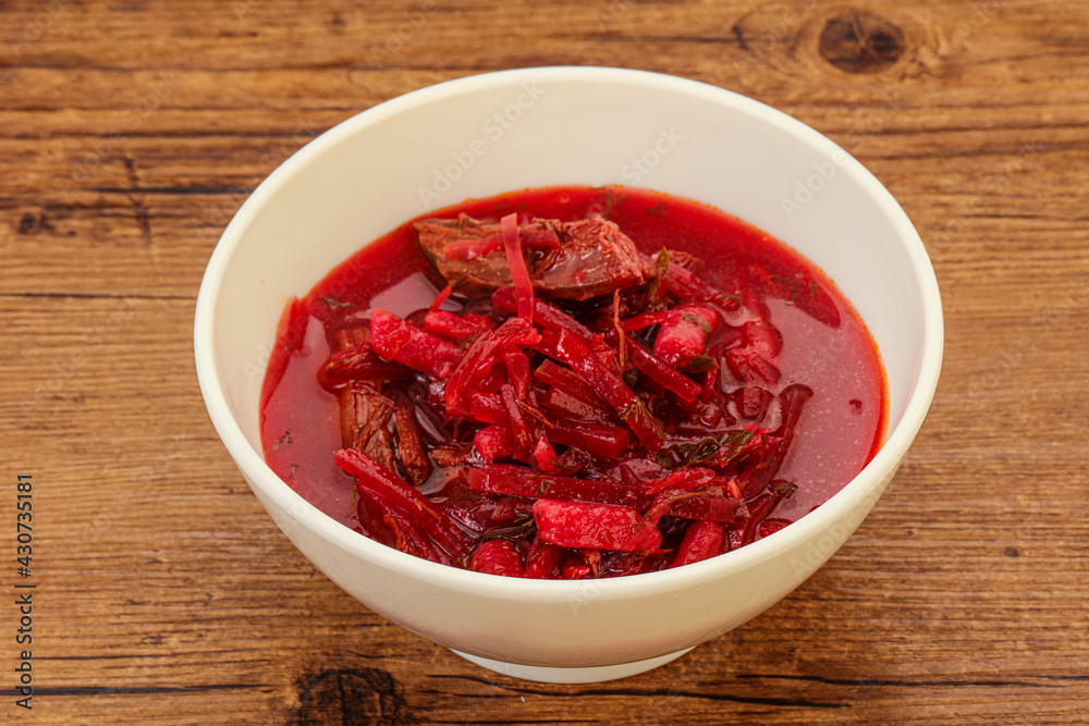 Russian traditional Borsch soup with cabbage Russian traditional Borsch soup with cabbage