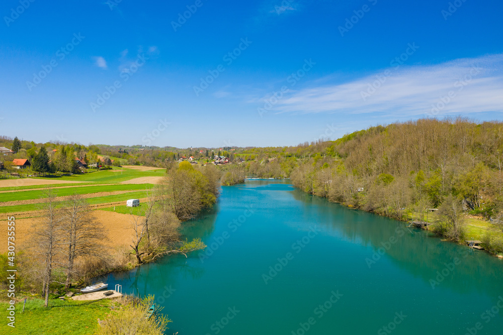 Panoramic view of Mreznica river valley, Karlovac county, Croatia Panoramic view of Mreznica river valley, Karlovac county, Croatia