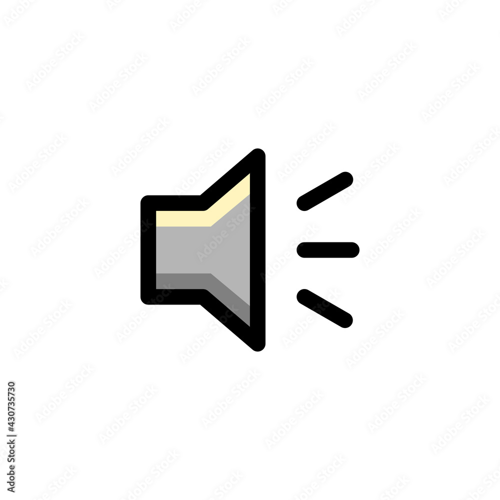 A Loudspeaker Sound On Icon, isolated on white. User Interface Outline Icon.. A Loudspeaker Sound On Icon, isolated on white. User Interface Outline Icon..