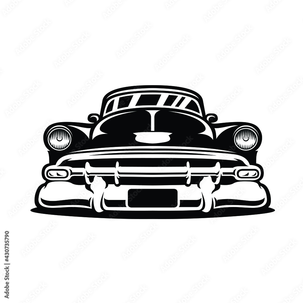 Vintage Classic car vector image illustration front view isolated Stock