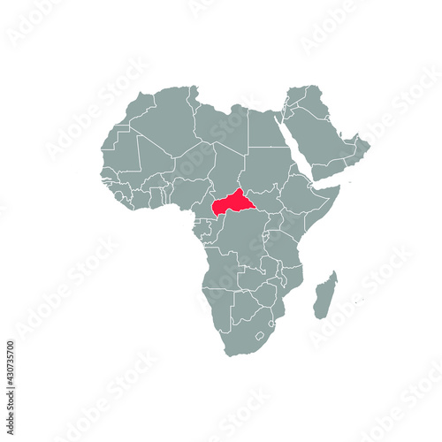 central african republic Highlighted on africa Map Eps 10