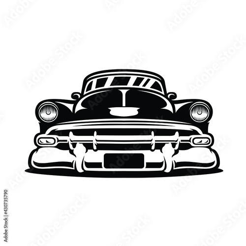 Vintage Classic car vector image illustration front view isolated