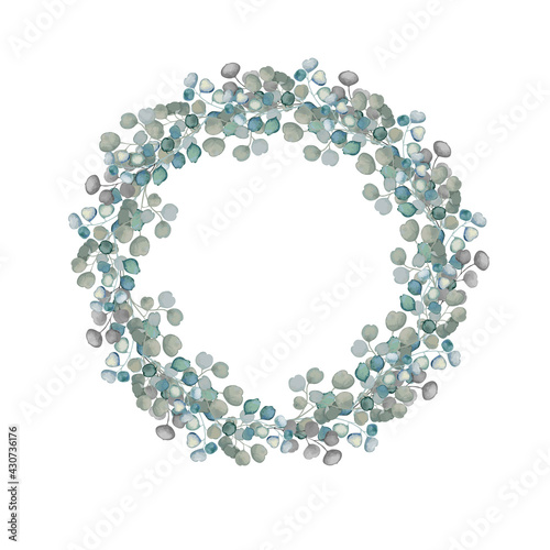 Vector wreath with herbals and leaves. 