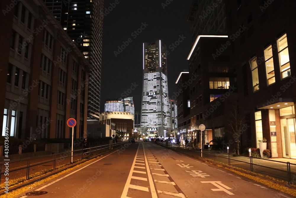 Fototapeta premium 横浜みなとみらいの夜景(クリスマスの季節)