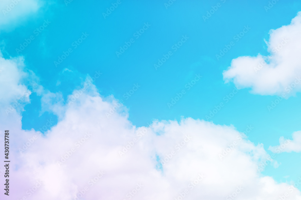 Blue sky, soft clouds. Tranquil relaxing abstract background