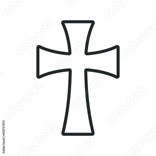 Cross vector shape symbol. Christianity sign. Christian religion icon. Catholic and protestant faith logo or image. Teutonic crusader label. Gothic crusade crucifix.