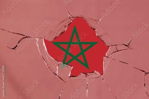 3D Flag of Morocco on glass photo