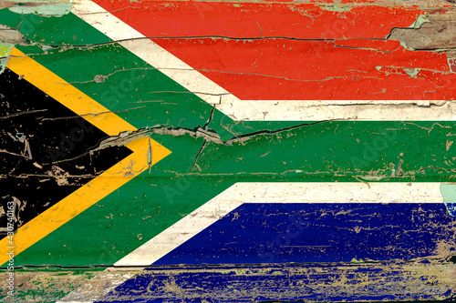 3D Flag of South Africa on wood