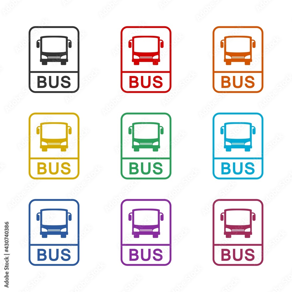 Bus stop icon isolated on white background color set Bus stop icon isolated on white background color set