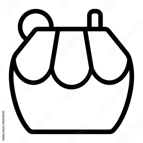 Coconut icon with outline style and pixel perfect base. Suitable for website design, logo, app and UI. Based on the size of the icon in general, so it can be reduced.