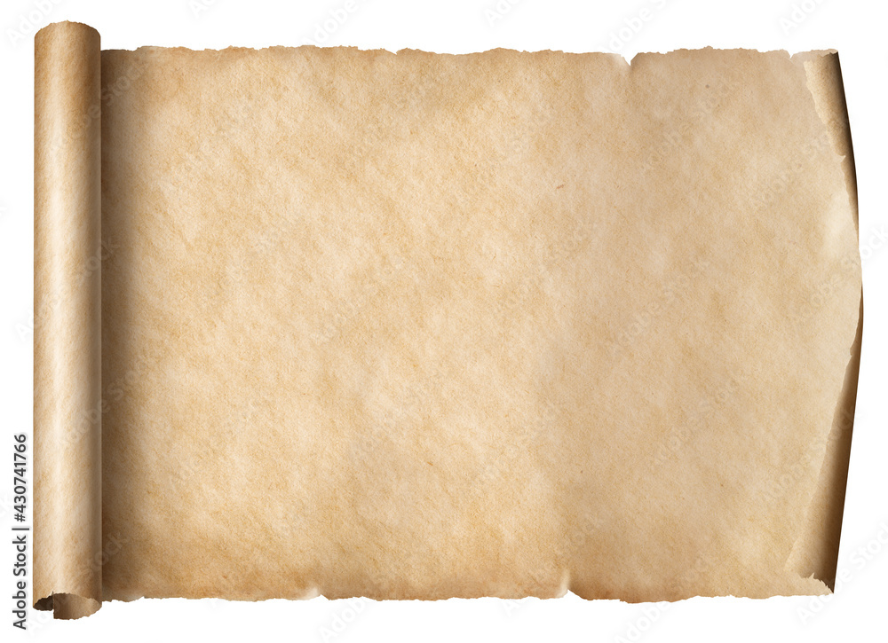 Obraz premium Old scroll in horizontal position isolated