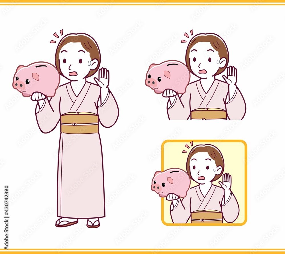 Young girl in pink kimono