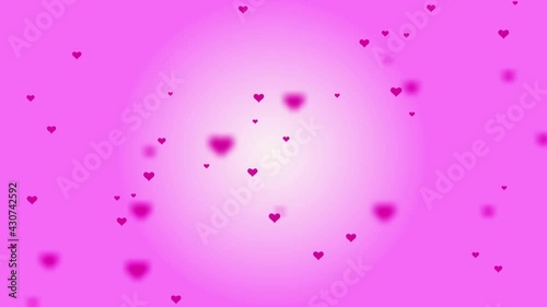 Falling HERATS ANIMATION on pink backgrounds. Flying HEATRS 3D ABSTRACT. Using for celebrating, wedding, Valentine's Day, Birthday event, dating romantic.