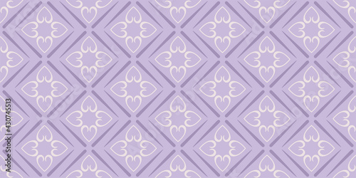 Background pattern with decorative ornaments purple shades, wallpaper. Seamless pattern, texture. Vector graphics