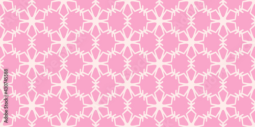 Geometric background pattern with white elements on pink background, wallpaper. Seamless pattern, texture. Vector image