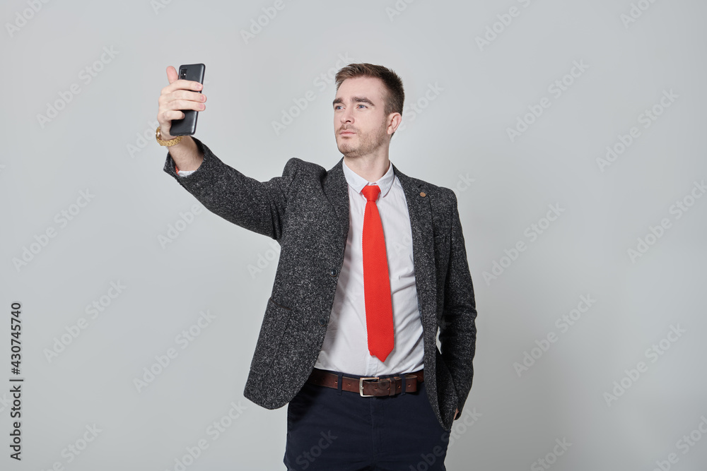mature man takes selfie
