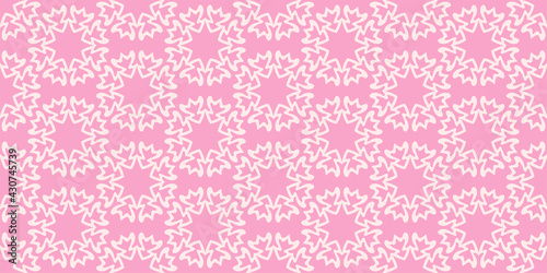 Background pattern with geometric ornament on pink background, wallpaper. Seamless pattern, texture. Vector illustration