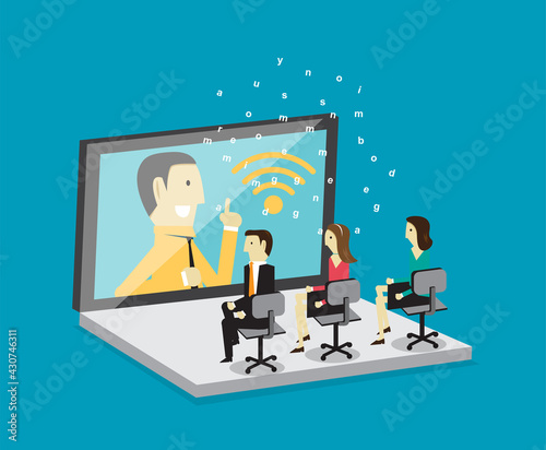 Vector illustration of online training