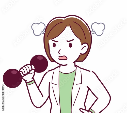 Young woman in a lab coat