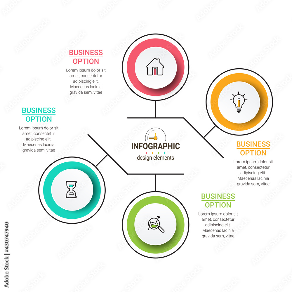 Fototapeta premium Infographics design vector and marketing icons. Can be used for process diagram, presentations, workflow layout, banner, flow chart, info graph.