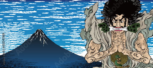 青い凱風快晴＆鬼童丸　ワイドバージョン