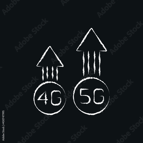 5g and 4g connection chalk icon. High speed internet. Thin line customizable illustration. Contour symbol. Vector isolated outline drawing.