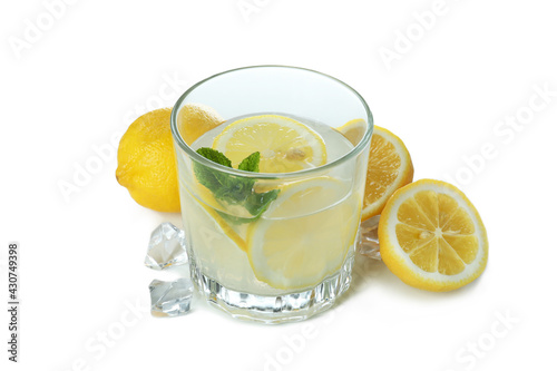 Glass of lemonade isolated on white background © Atlas