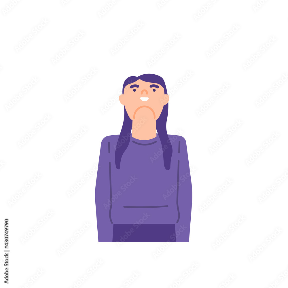 illustration of a woman looking up. looked up. flat style. people vector illustration design illustration of a woman looking up. looked up. flat style. people vector illustration design