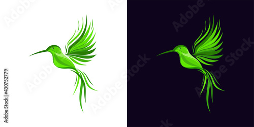 abstract colorful hummingbird colibri bird logo line outline monoline vector icon illustration
