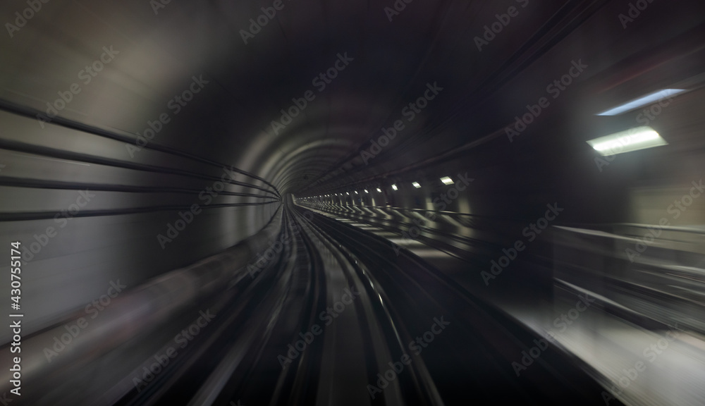 Underground one way metro subway tunnel with blur effect. defocus Underground one way metro subway tunnel with blur effect. defocus