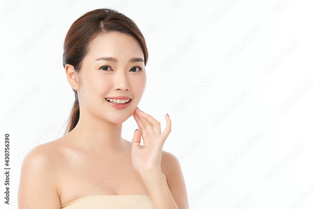 Beautiful young asian woman with clean fresh skin on white background, Face care, Facial treatment, Cosmetology, beauty and spa, Asian women portrait Beautiful young asian woman with clean fresh skin on white background, Face care, Facial treatment, Cosmetology, beauty and spa, Asian women portrait