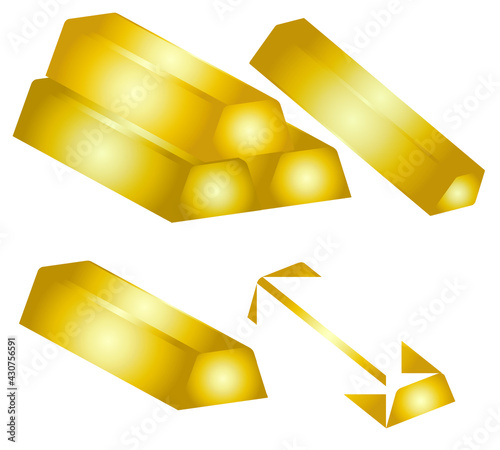 Gold bars isolated on white.Vector illustration.