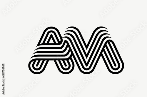 AM monogram logo.Typographic signature icon.Overlapping letter a and letter m.Lettering sign isolated on light fund.Alphabet initials.Uppercase characters.Modern, corporate, web, tech style.