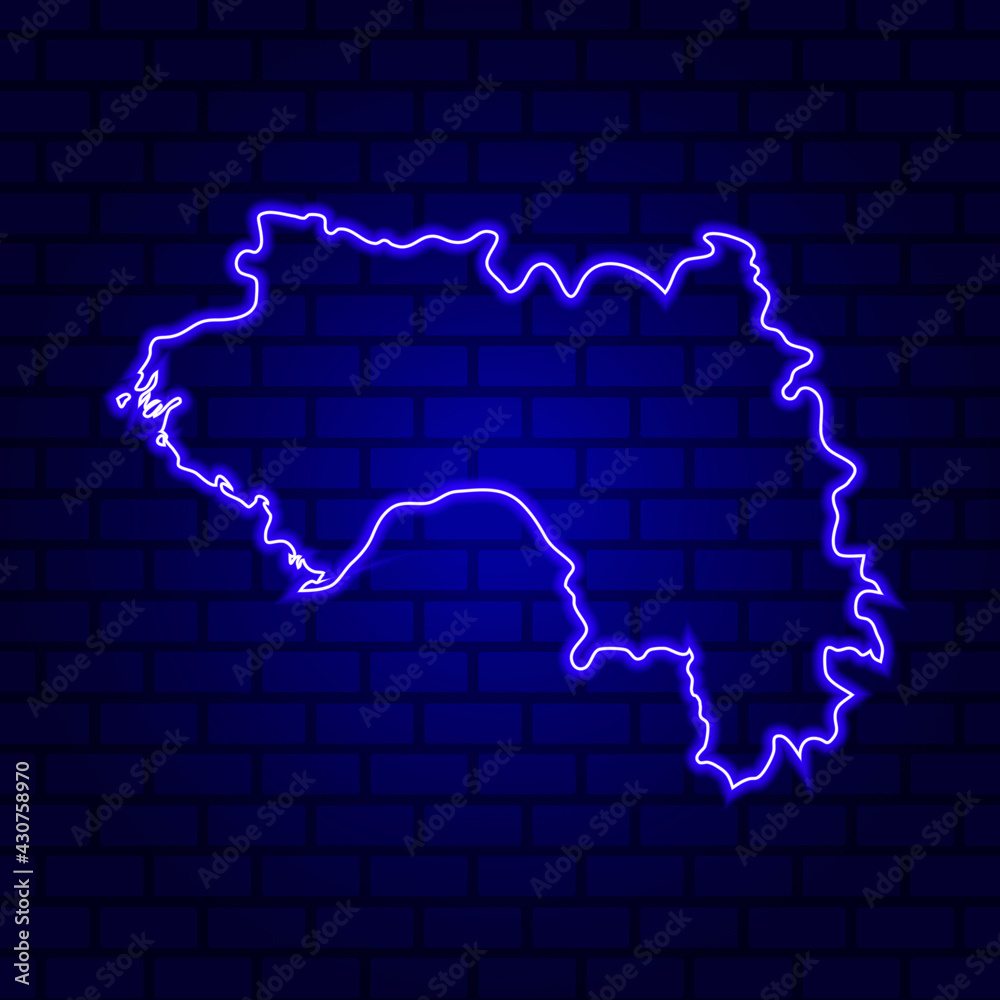 Guinea glowing neon sign on brick wall background