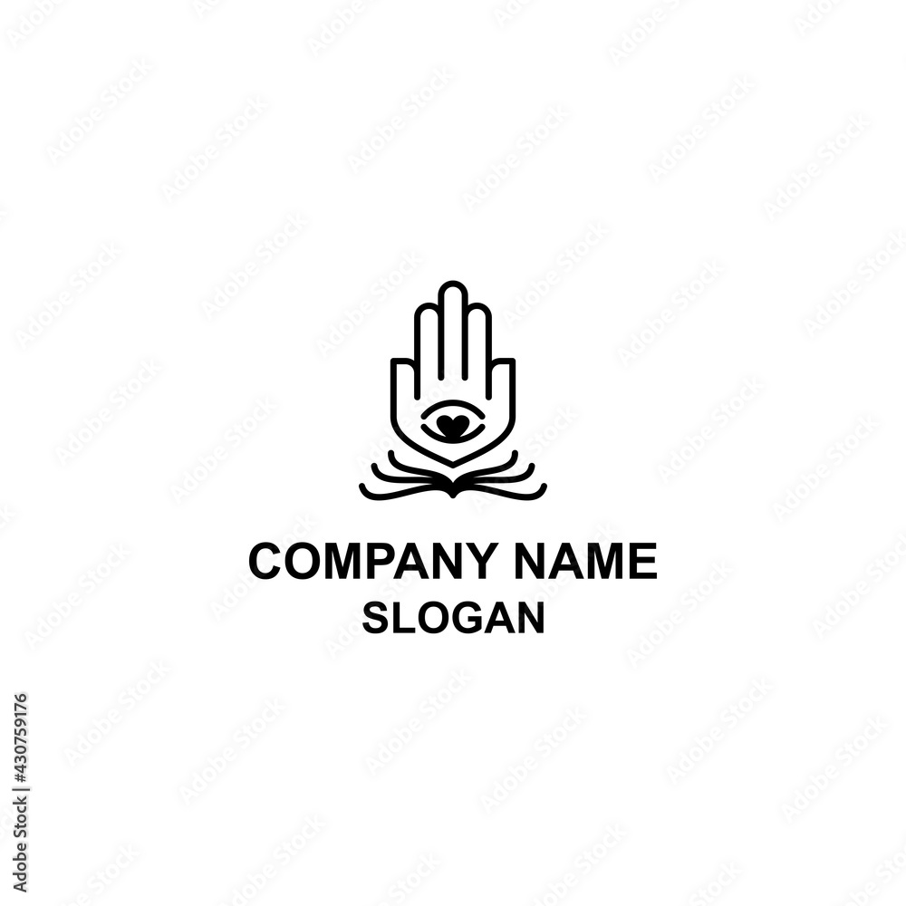 Hamsa hand abstract logo, five fingers of the hand with unique shape. Hamsa hand abstract logo, five fingers of the hand with unique shape.