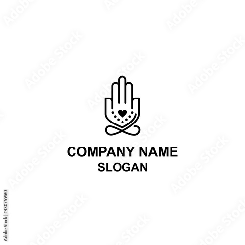 Hamsa hand abstract logo, five fingers of the hand with unique shape.