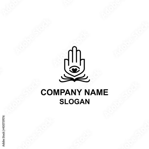 Hamsa hand abstract logo, five fingers of the hand with unique shape.