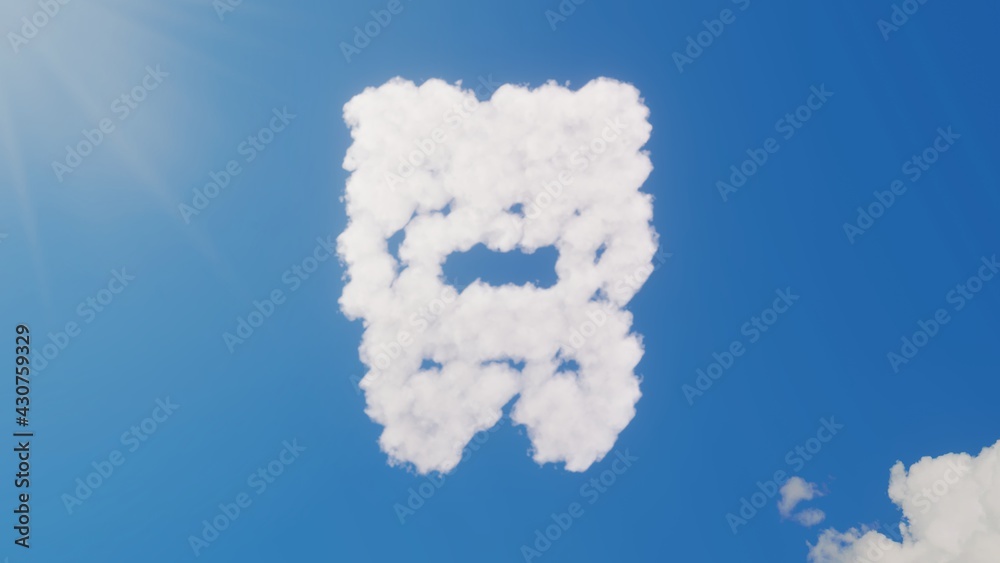 3d rendering of white clouds in shape of symbol of delivery truck front view on blue sky with sun 3d rendering of white clouds in shape of symbol of delivery truck front view on blue sky with sun