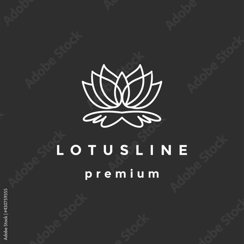 lotus line art style logo modern vector icon illustration On Black Background