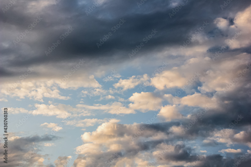 Fototapeta premium Blue sky and white clouds very textured white clouds.