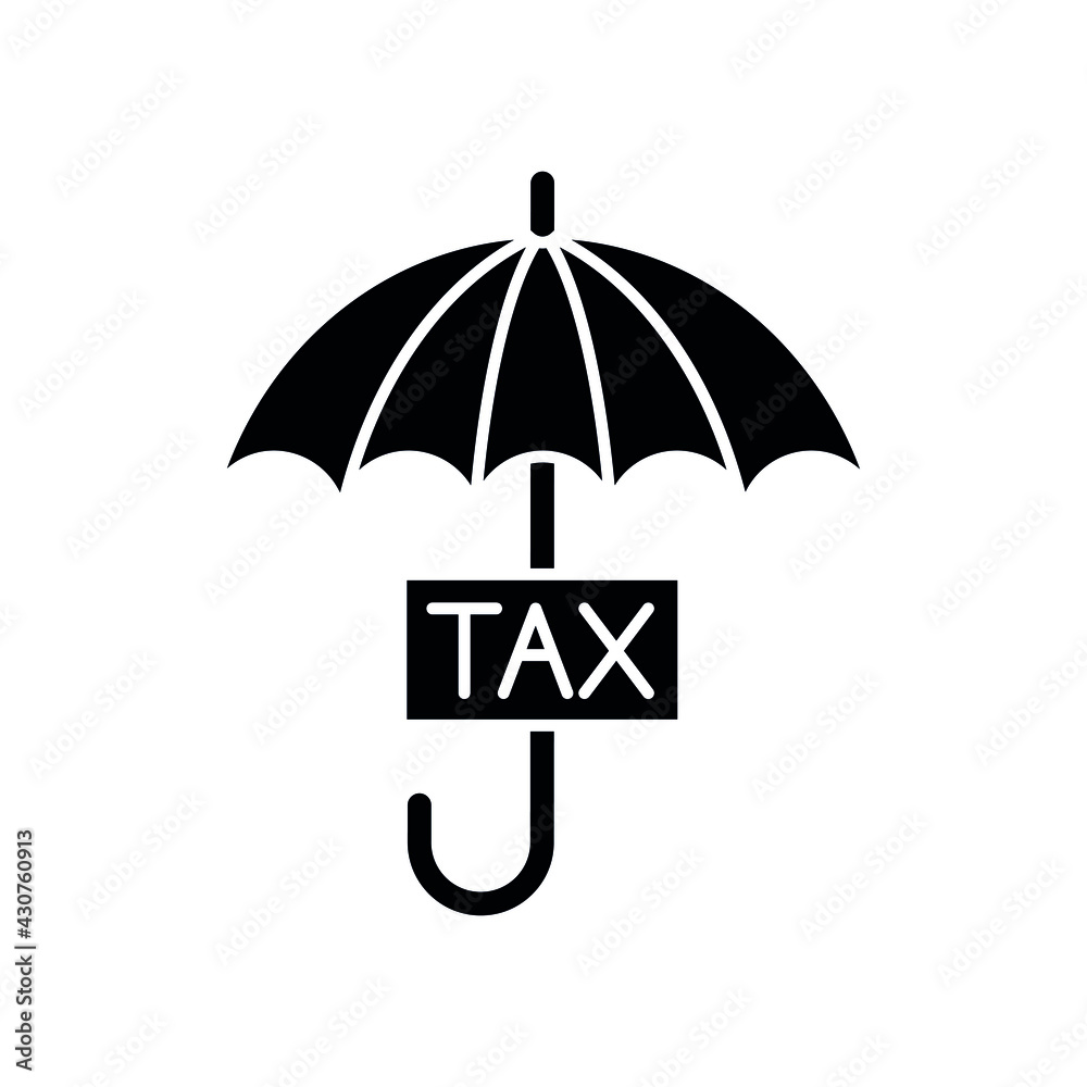 Tax service umbrella glyph icon. Taxation. Contour symbol. Vector isolated outline drawing.