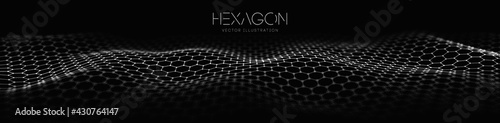 Hexagon wave vector template. Modern 3d graphic geometric background. Digital technology web flow abstract background. EPS 10.