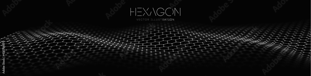Hexagon wave vector template. Modern 3d graphic geometric background. Digital technology web flow abstract background. EPS 10. - obrazy, fototapety, plakaty 