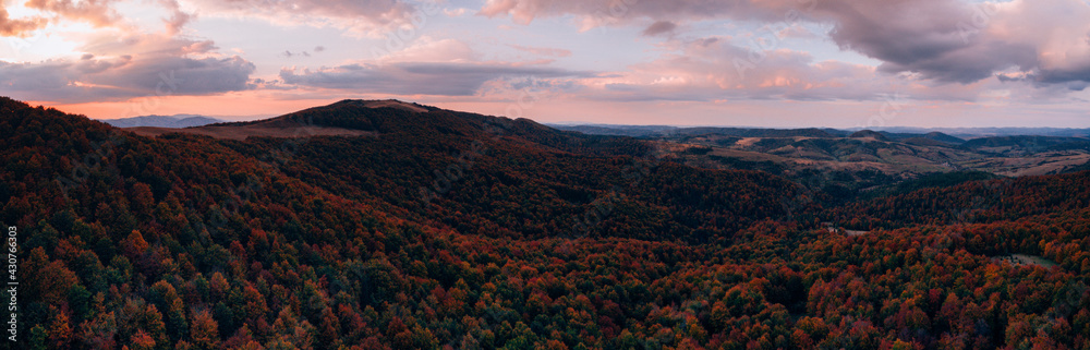 Autumn Mountains Hills Drone View